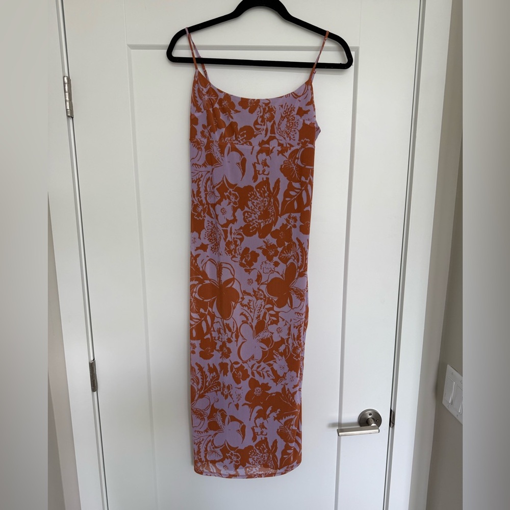 Wayf Floral Dress in Orange and Purple